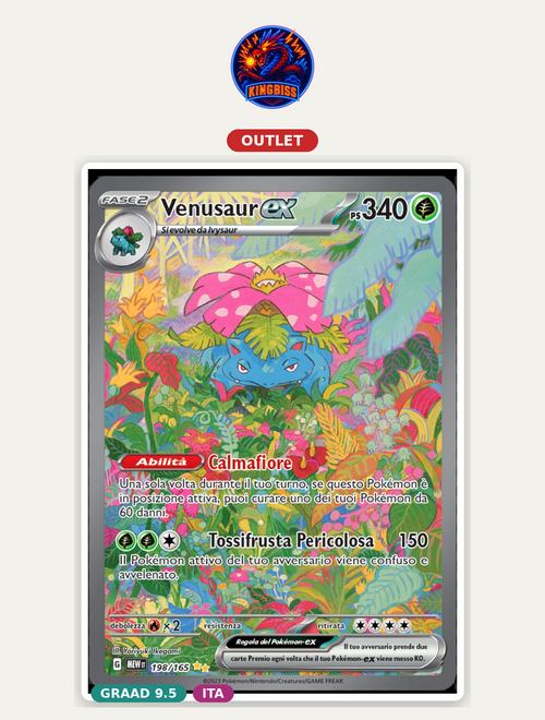 Venusaur ex 198/165 – Pokémon 151 – GRAAD 9.5 GEM MINT – ITA