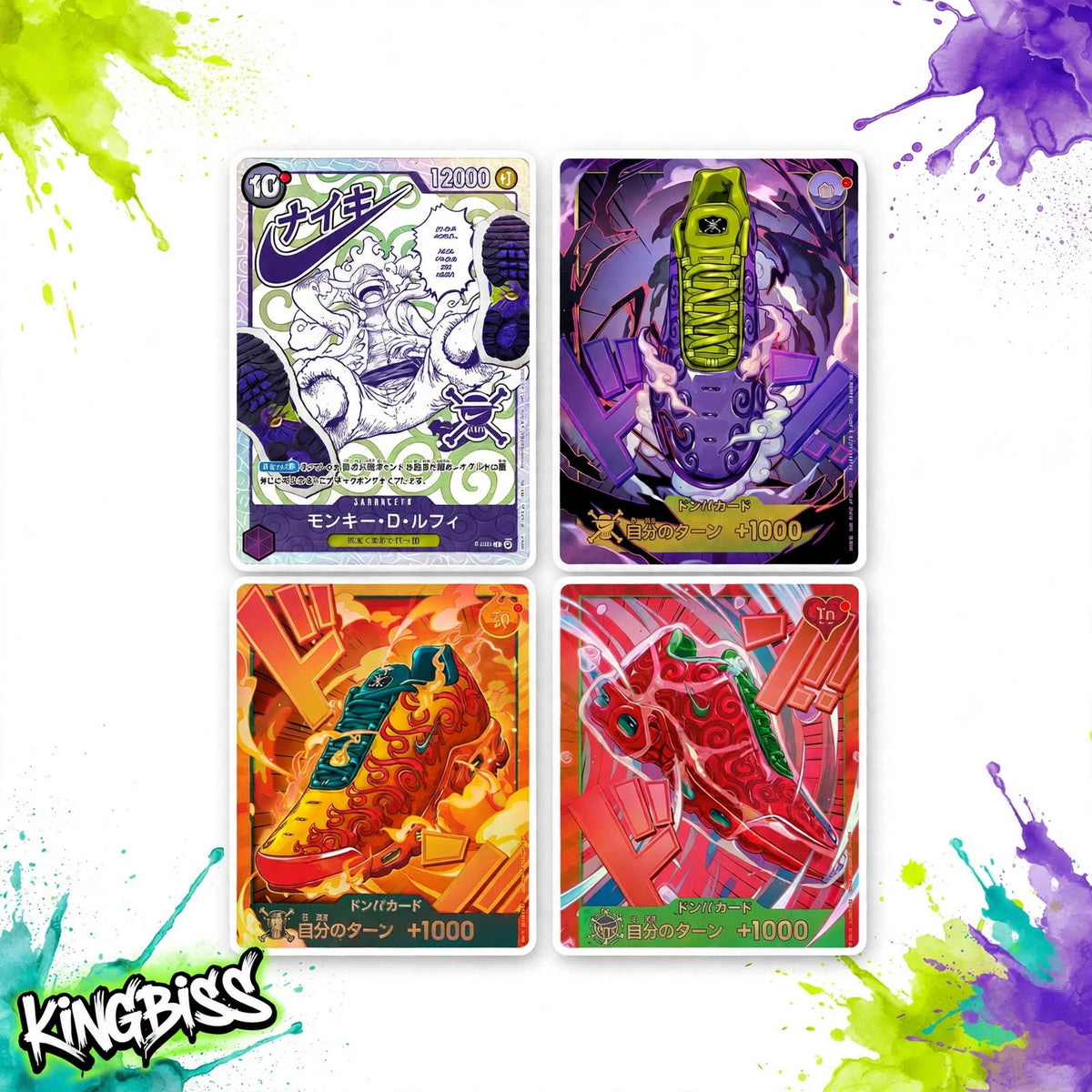 ONE PIECE x NIKE Official Promo Card Set – P-099 Luffy + 3 DON